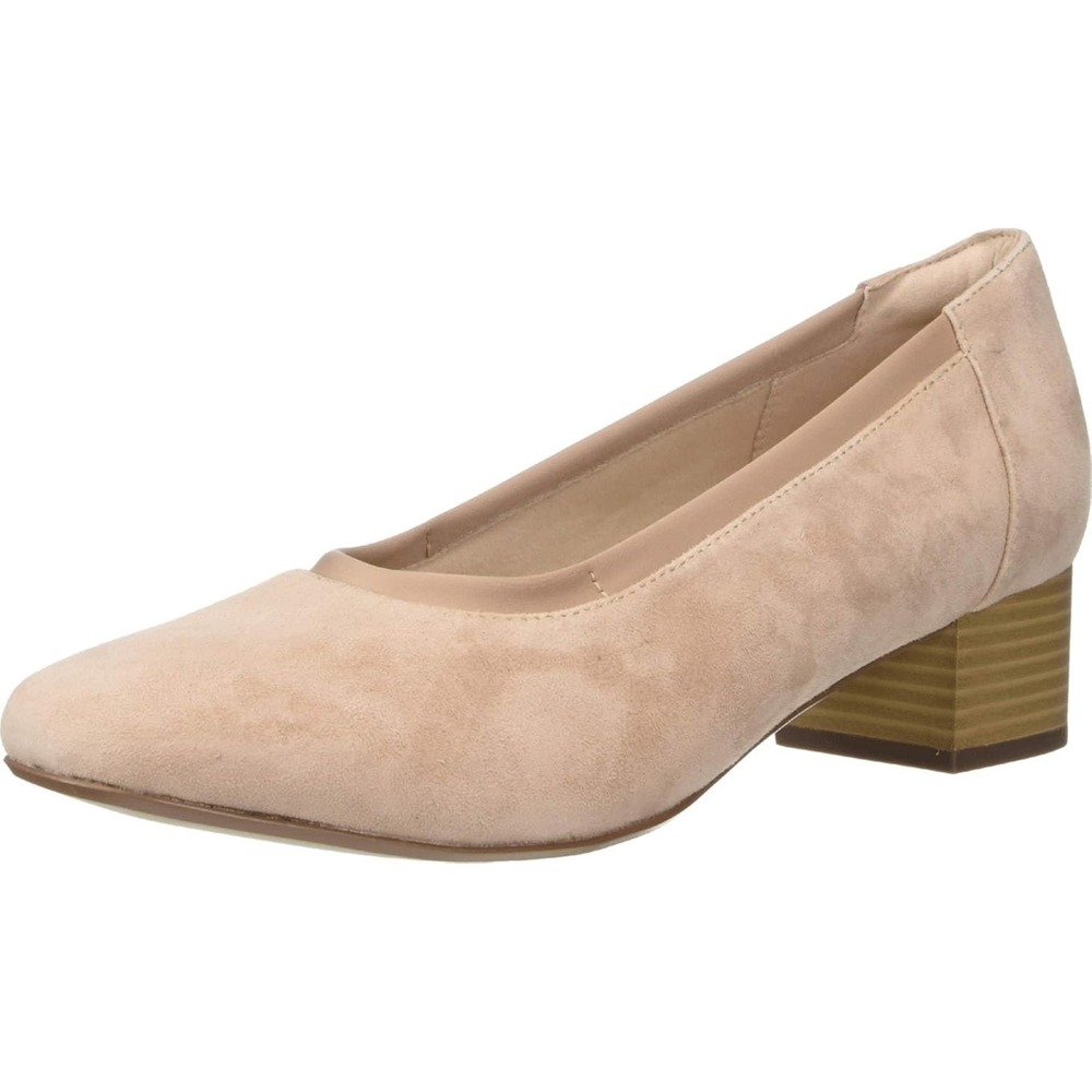 Clarks Collection Ultimate Comfort Blush Pink Suede Block Heel Pumps Womens 7M